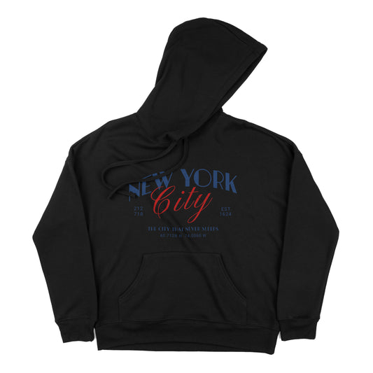 Bold New York City Hoodie College Gym Big Front Graphic Letter Slogan Print