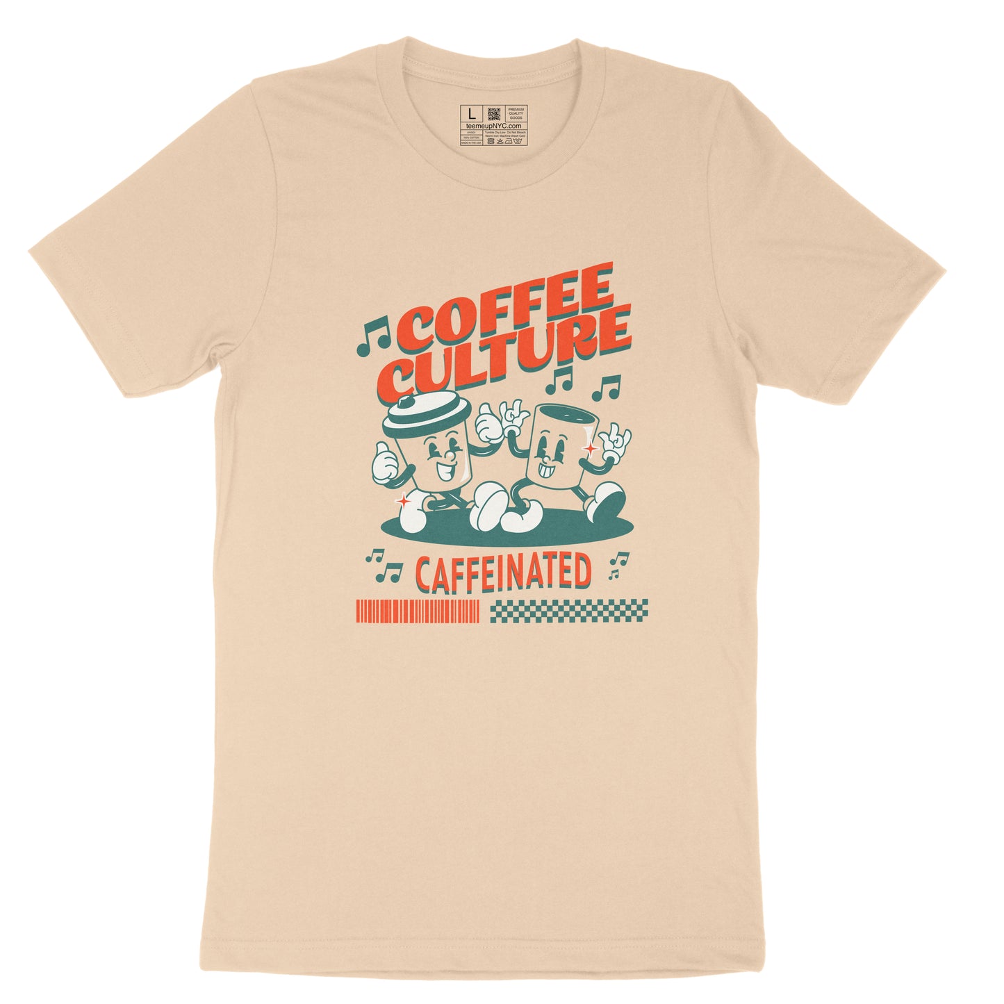 Fun Cartoon Coffee Culture Slogan Letter Graphic Print T-shirt