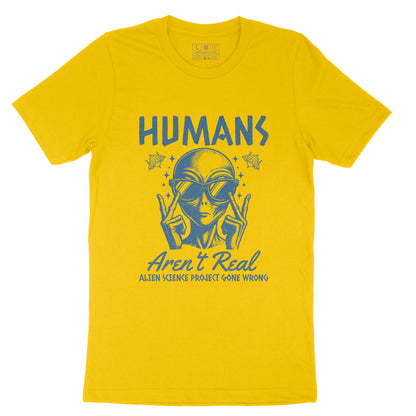 Humans Aren't Real Funny Cartoon Graphic Print T-shirt