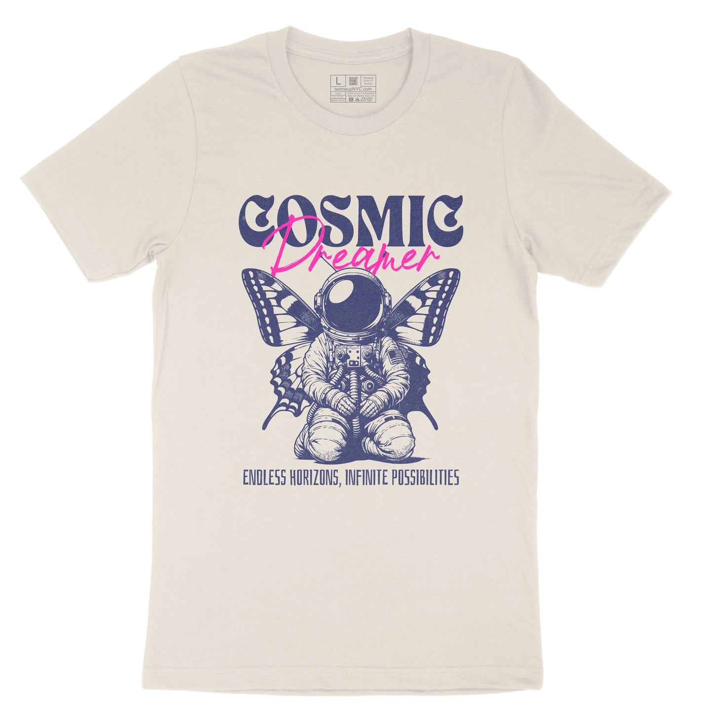 Cosmic Dreamer Astronaut Inspirational Quote Slogan Graphic Print T-shirt