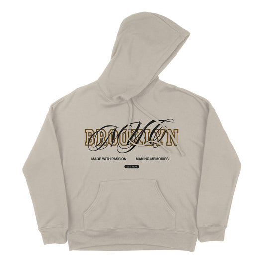 Brooklyn NYC Bold Front Graphic Print Slogan Design Hoodie