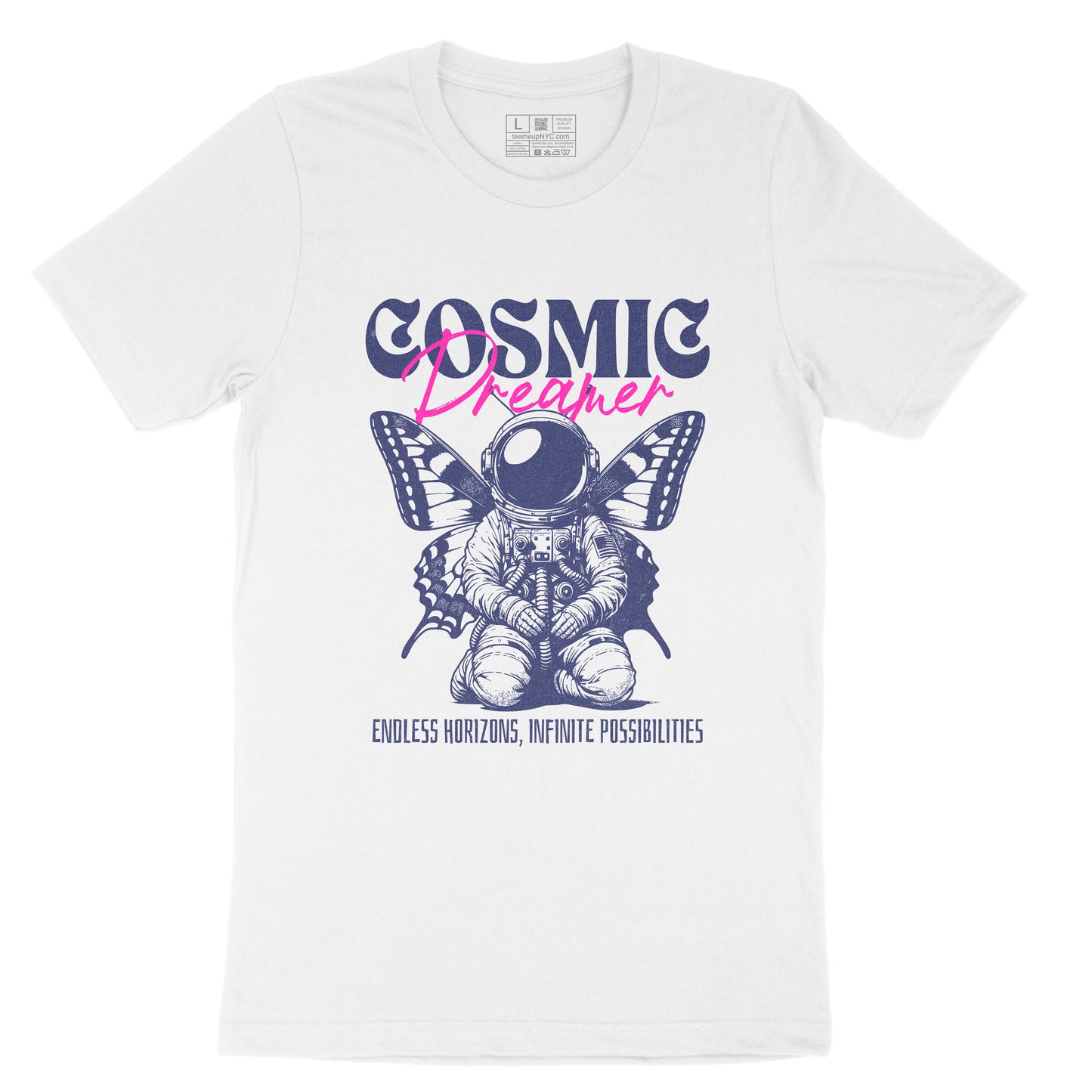 Cosmic Dreamer Astronaut Inspirational Quote Slogan Graphic Print T-shirt