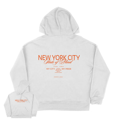 New York City State of Mind Front Back Typography Graphic Print Design Hoodie