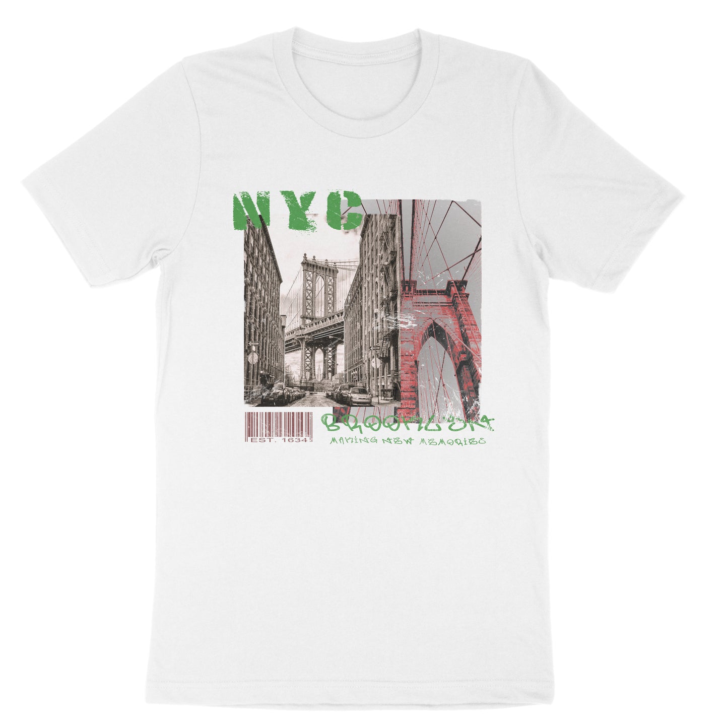 Brooklyn NYC Urban Streetwear Grunge Graphic Letter Slogan T-shirt